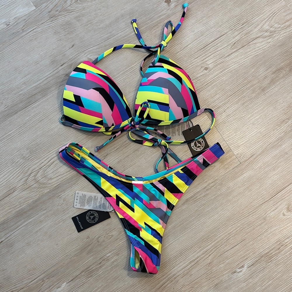 ☀️👙🏝️ RELLECIGA Yellow and Blue Bikini Swimwear 🏖️☀️⛱️🏝️